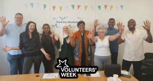 Group of volunteers celebrating at our Volunteers Week party.